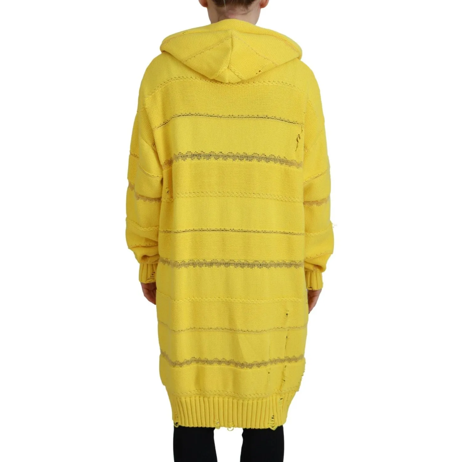 Dsquared² Yellow Cotton Knitted Hooded Pullover Sweater