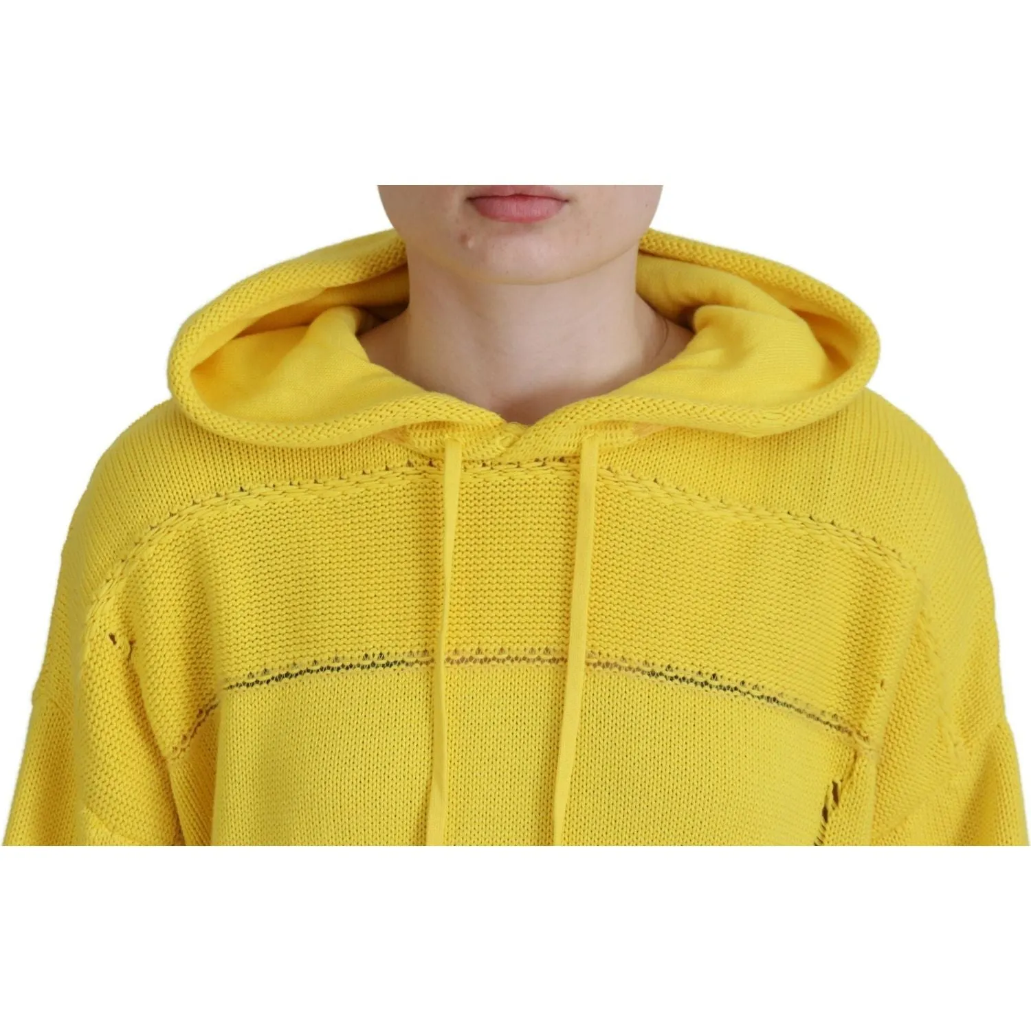 Dsquared² Yellow Cotton Knitted Hooded Pullover Sweater