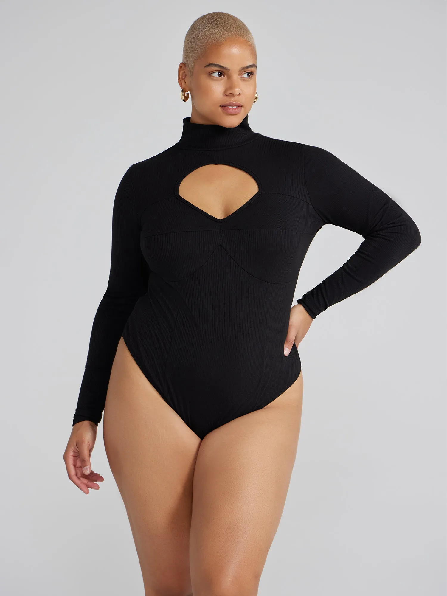 Eliane Mockneck Cutout Bodysuit