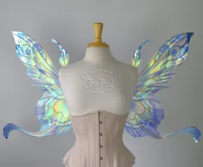 Elvina G "Blue Dream" Gilded Iridescent Convertible Fairy Wings with Swarovski Crystals