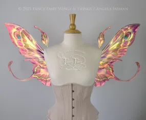 Elvina Iridescent Convertible Painted Fairy Wings in Mauve Rose with Gold veins