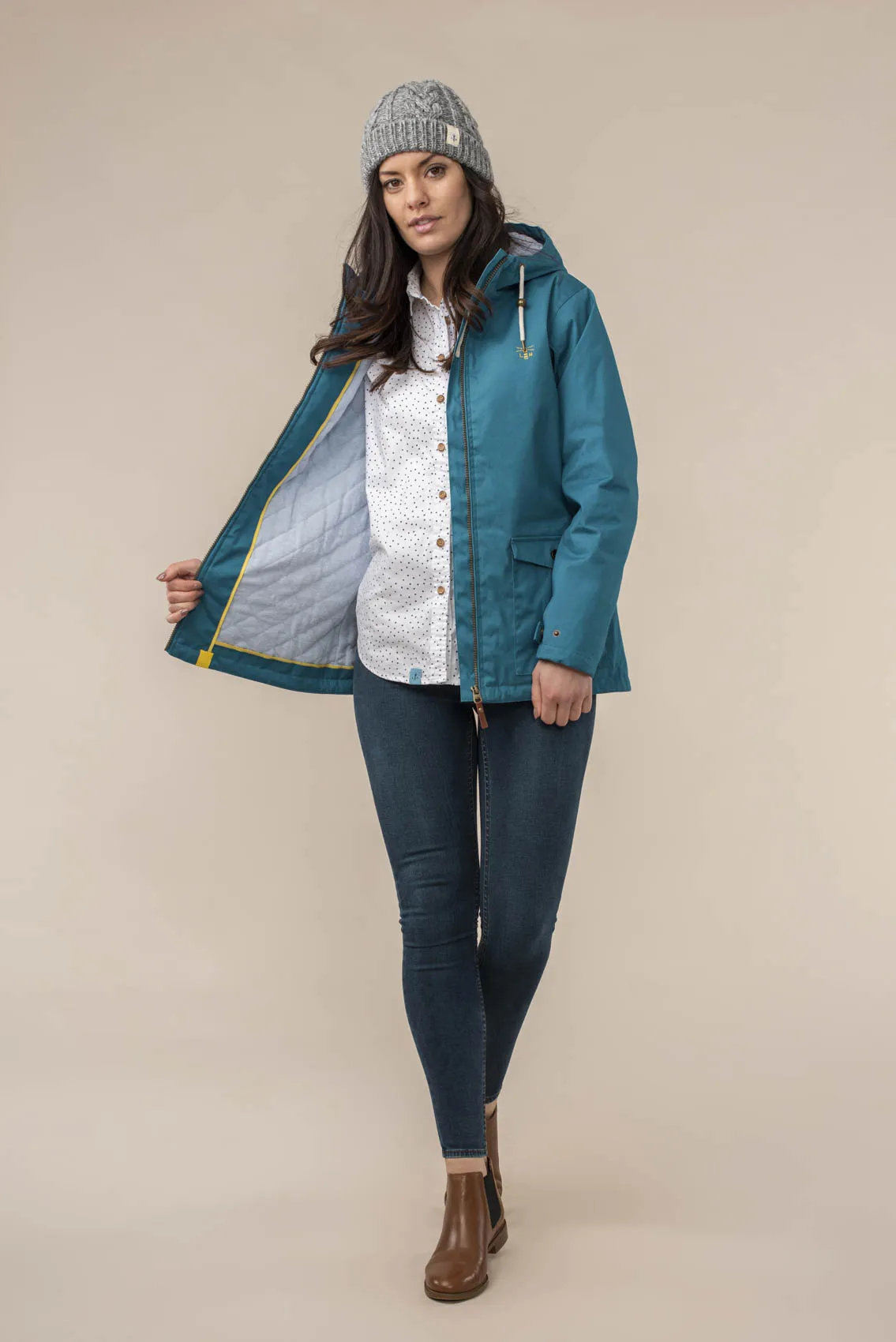 Faye Waterproof Coat - Aqua Haze Floral