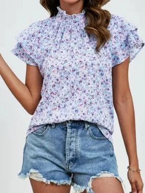 Floral Mock Neck Blouse