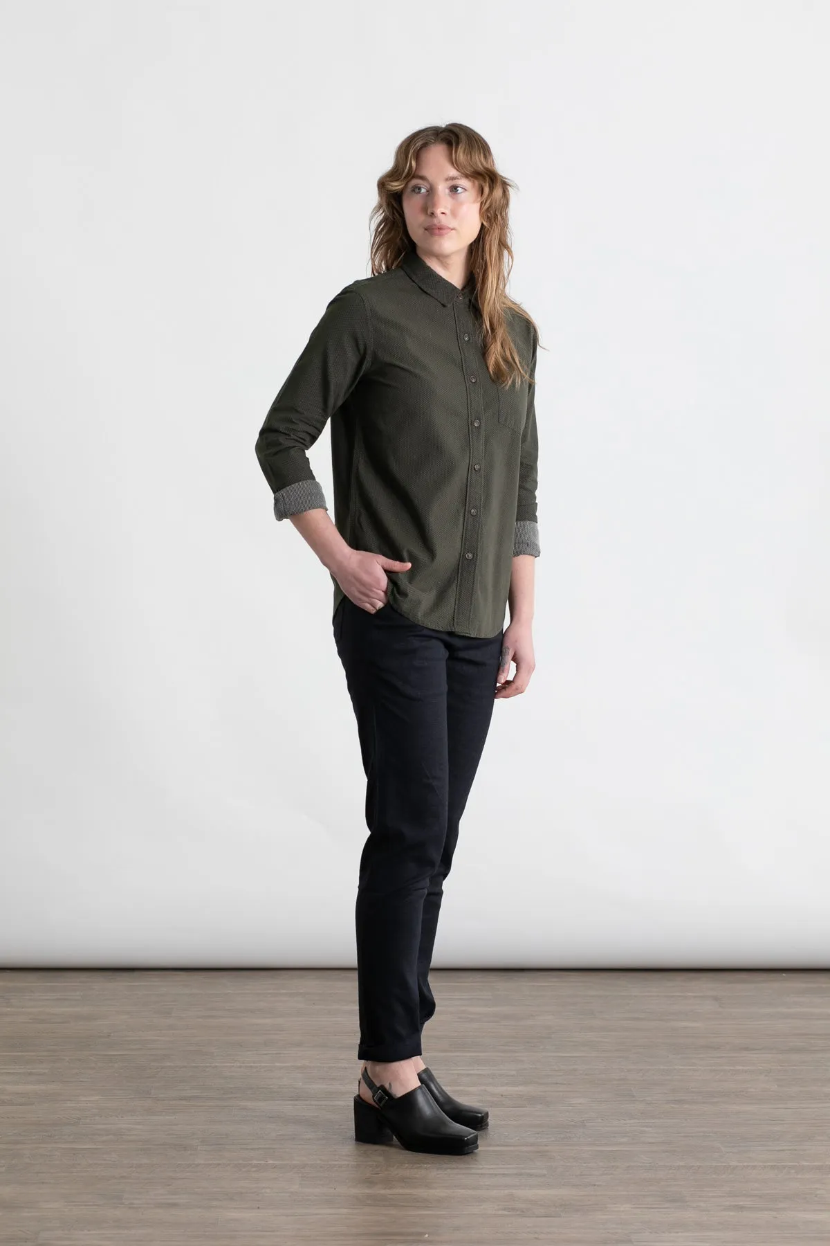 Gene Utility Shirt / Dark Olive Dobby