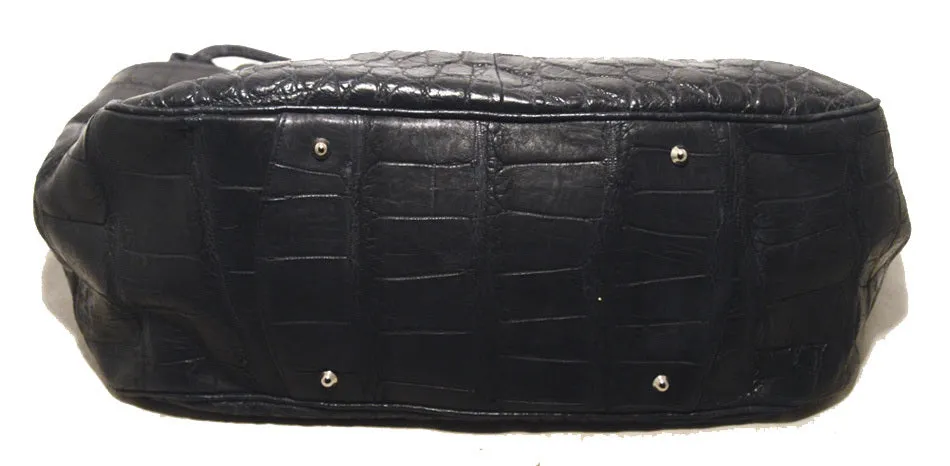 Gorgeous Designer Navy Blue Alligator Shoulder Bag Tote