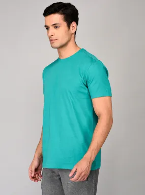 Green Slim Fit Round Neck T-shirt | JadeBlue