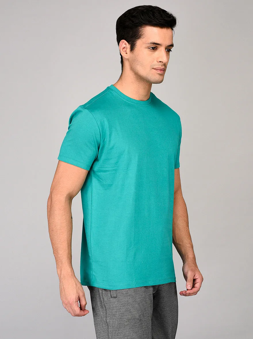 Green Slim Fit Round Neck T-shirt | JadeBlue