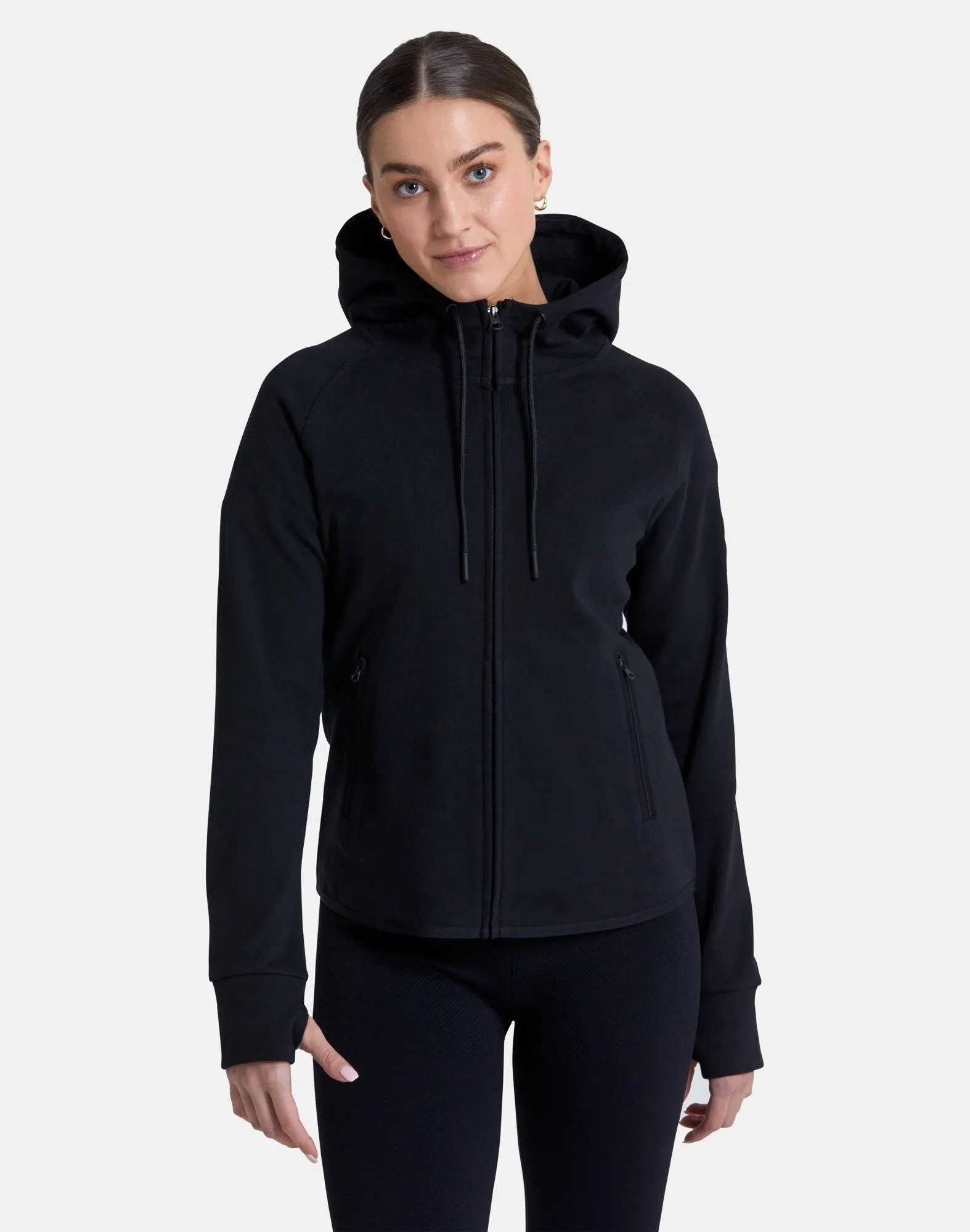 Gym Coffee Essential Zip Hoodie (Womens) - Black