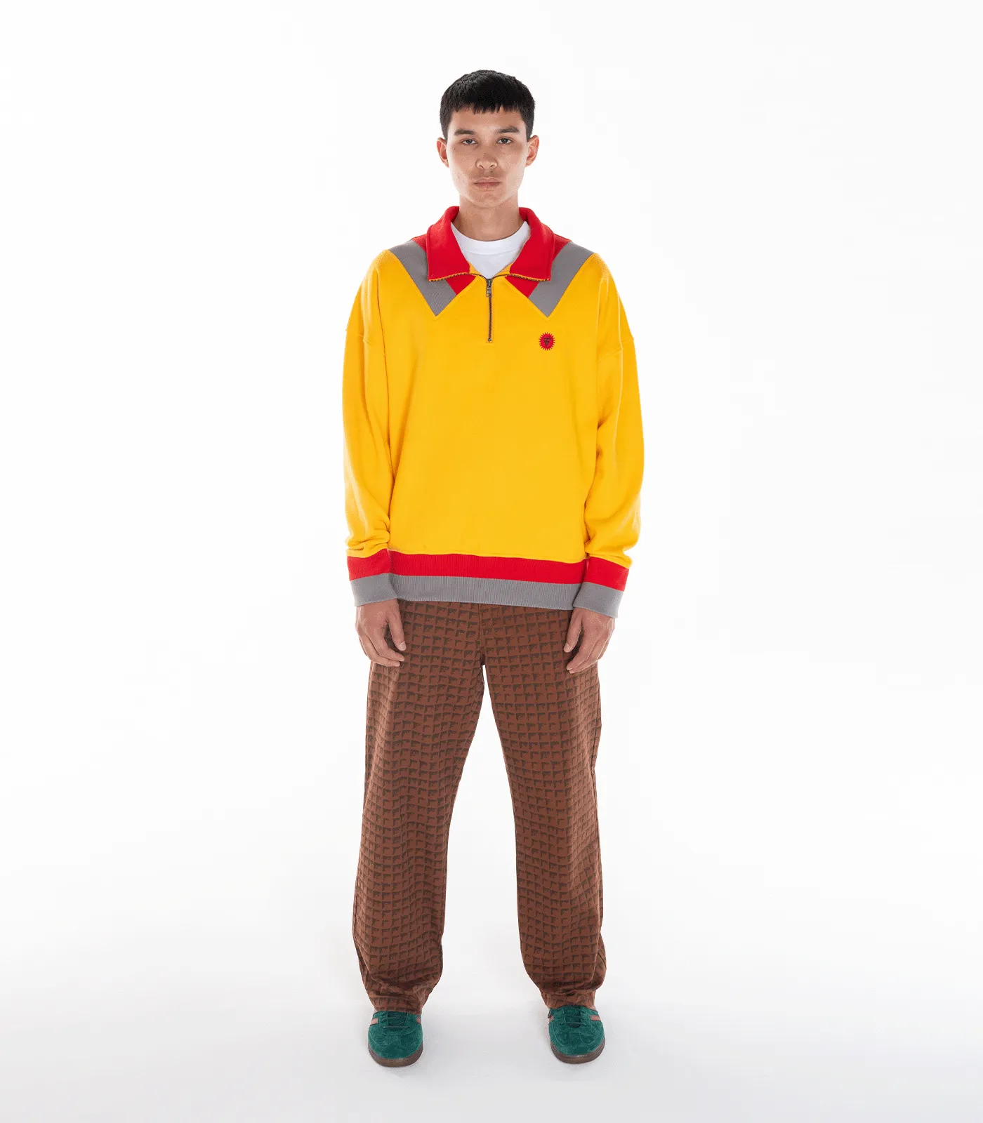 HALF ZIP COLLARED PULLOVER - YELLOW