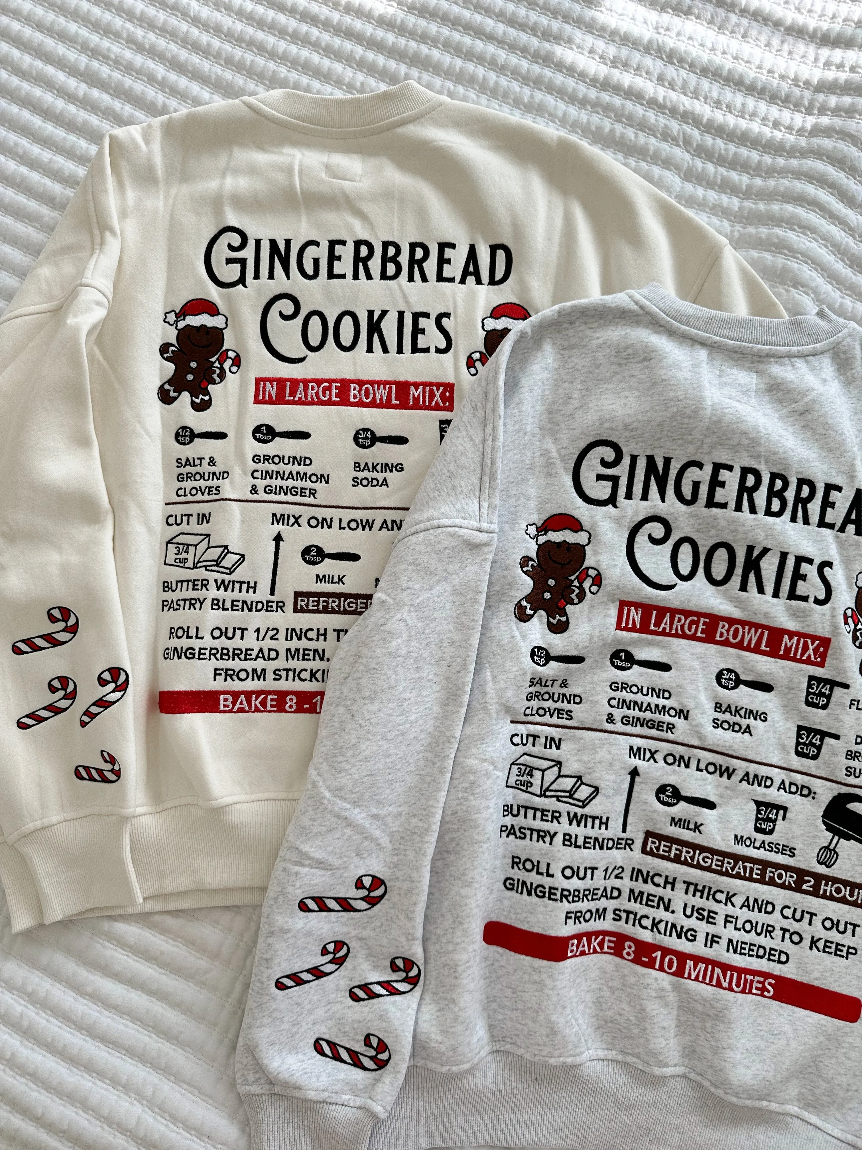 Ivory Gingerbread Recipe Christmas Embroider Sweatshirt