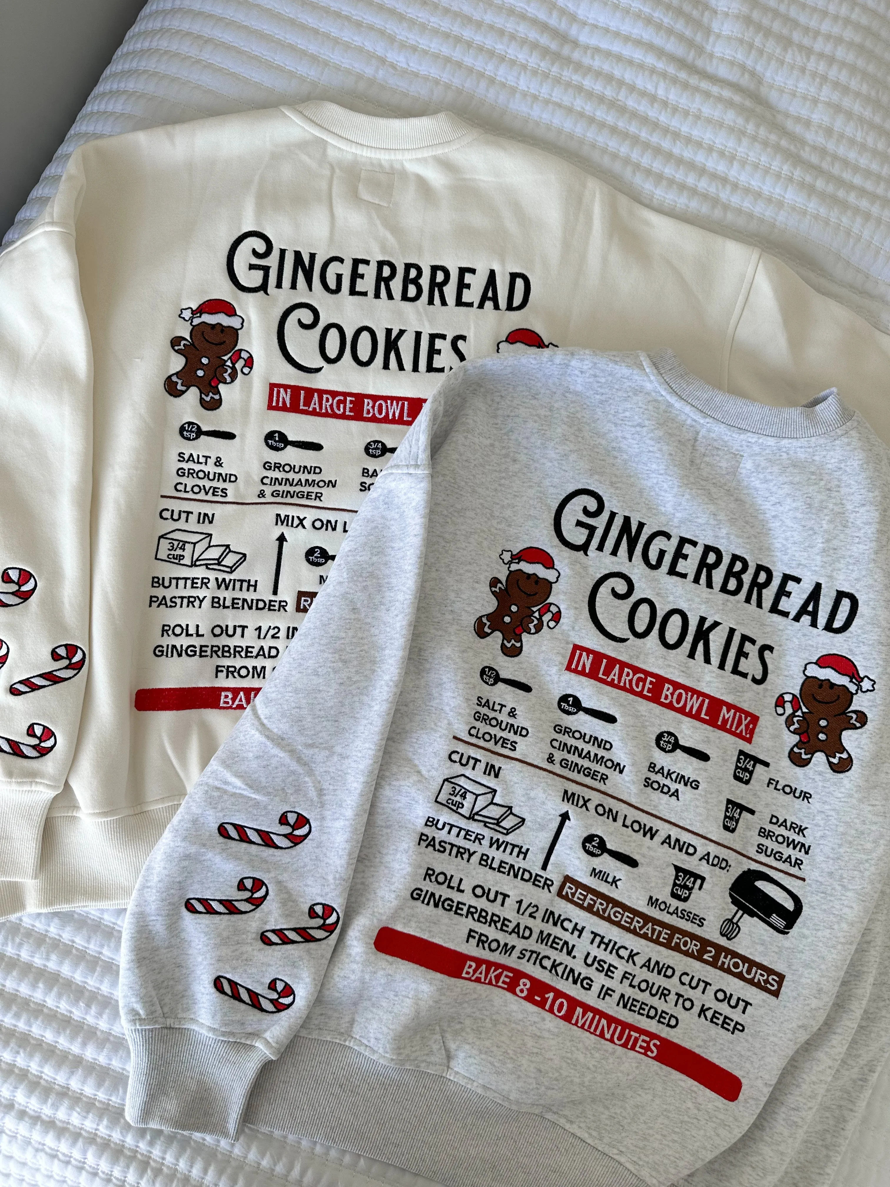 Ivory Gingerbread Recipe Christmas Embroider Sweatshirt