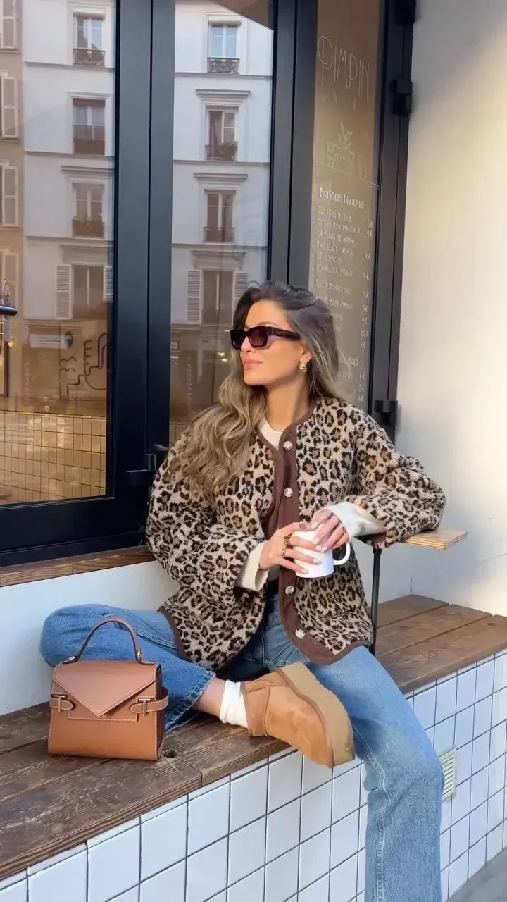 Jenna - Cosy leopard print jacket