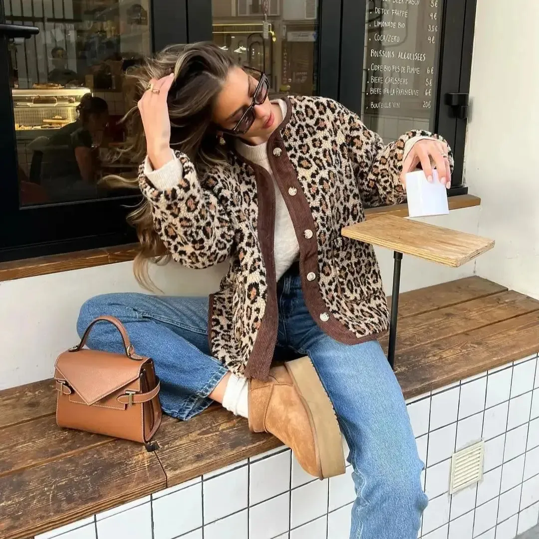 Jenna - Cosy leopard print jacket