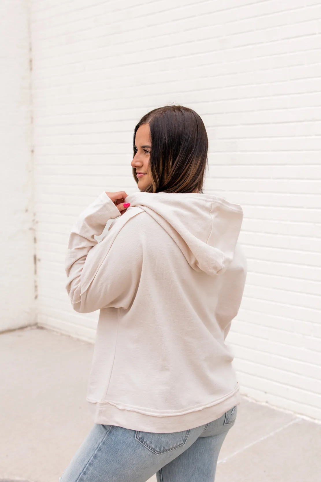 Kiara Raw Edge Hoodie | Oatmeal