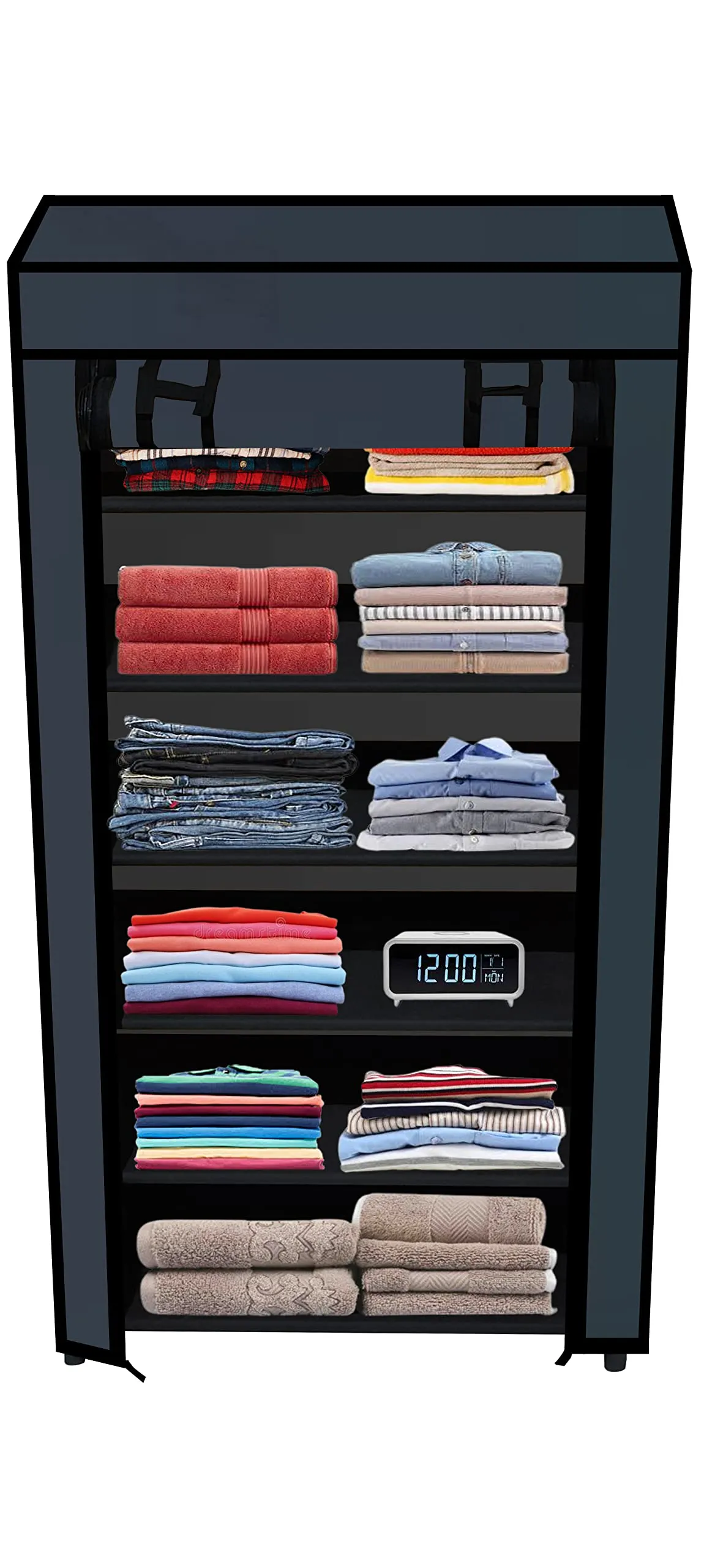 KONLINE Metal Smart Buy Home Utility Portable Space Saving 6 Layer Shoe Rack Organizer Stand (Black)