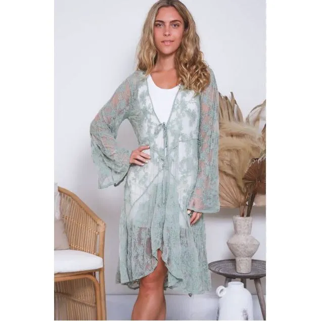 La Vie Boheme Duster - Sage Lace