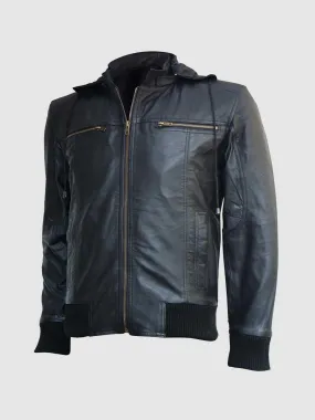 Leather Hooded Jacket