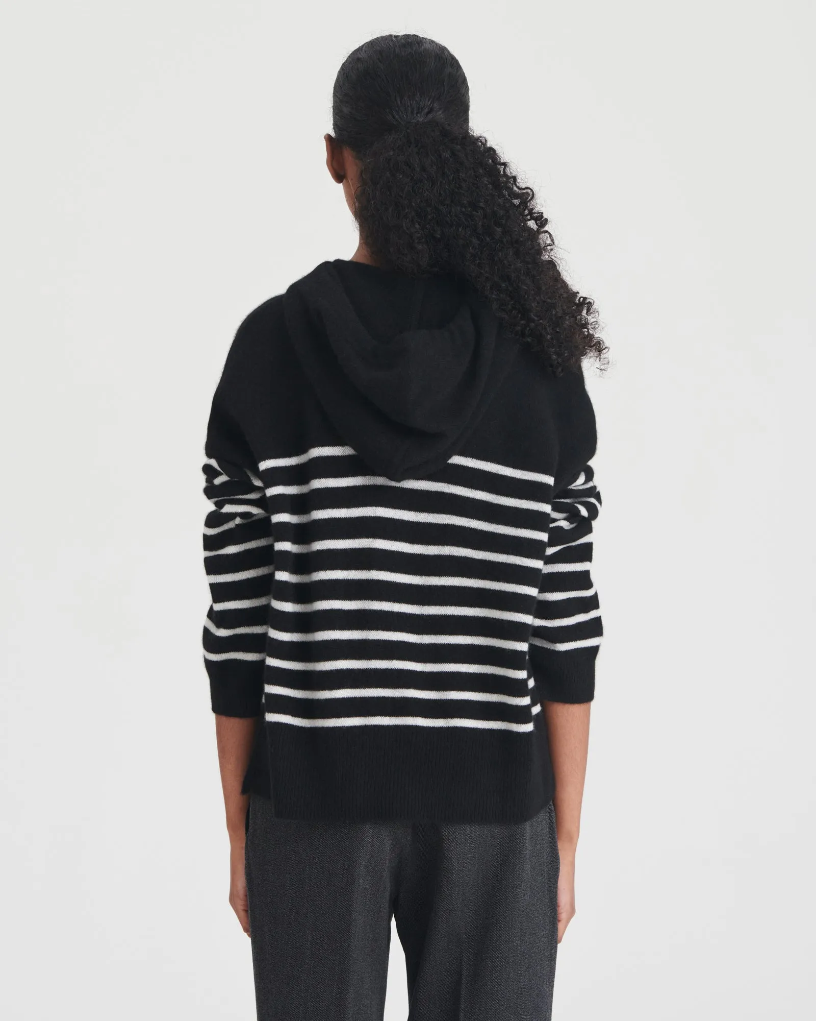 Lightweight Striped Cashmere Oversized Hoodie