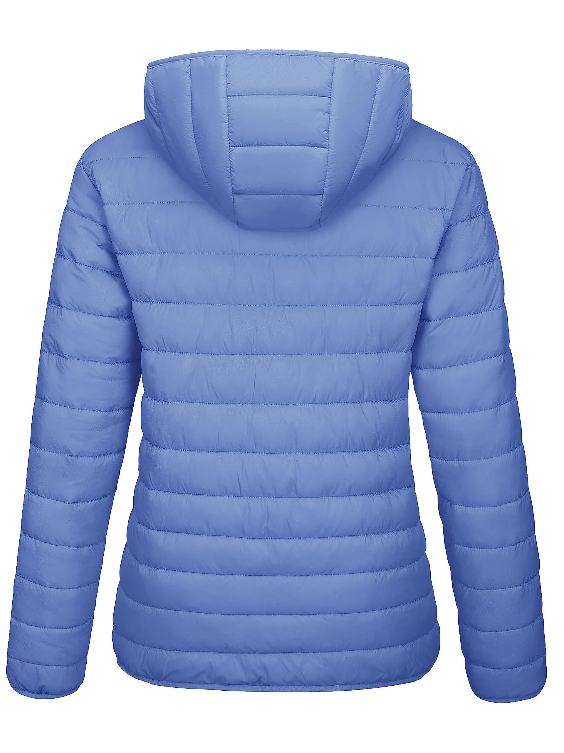 Lightweight Women's Puffer Jacket - Cute Hooded Windproof Quilted Coat with Zipper Pocket for Spring and Fall Outdoor Activities, Hiking, Camping, and Daily Casual Wear