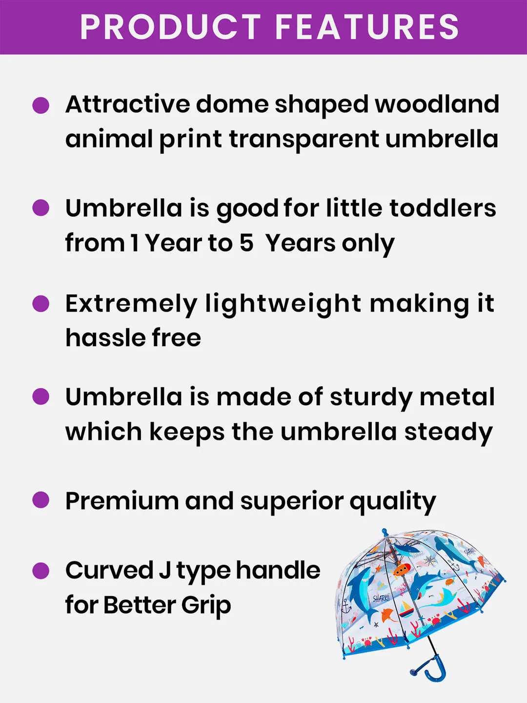 Little Surprise Box Dome Style Transparent Umbrella for Kids