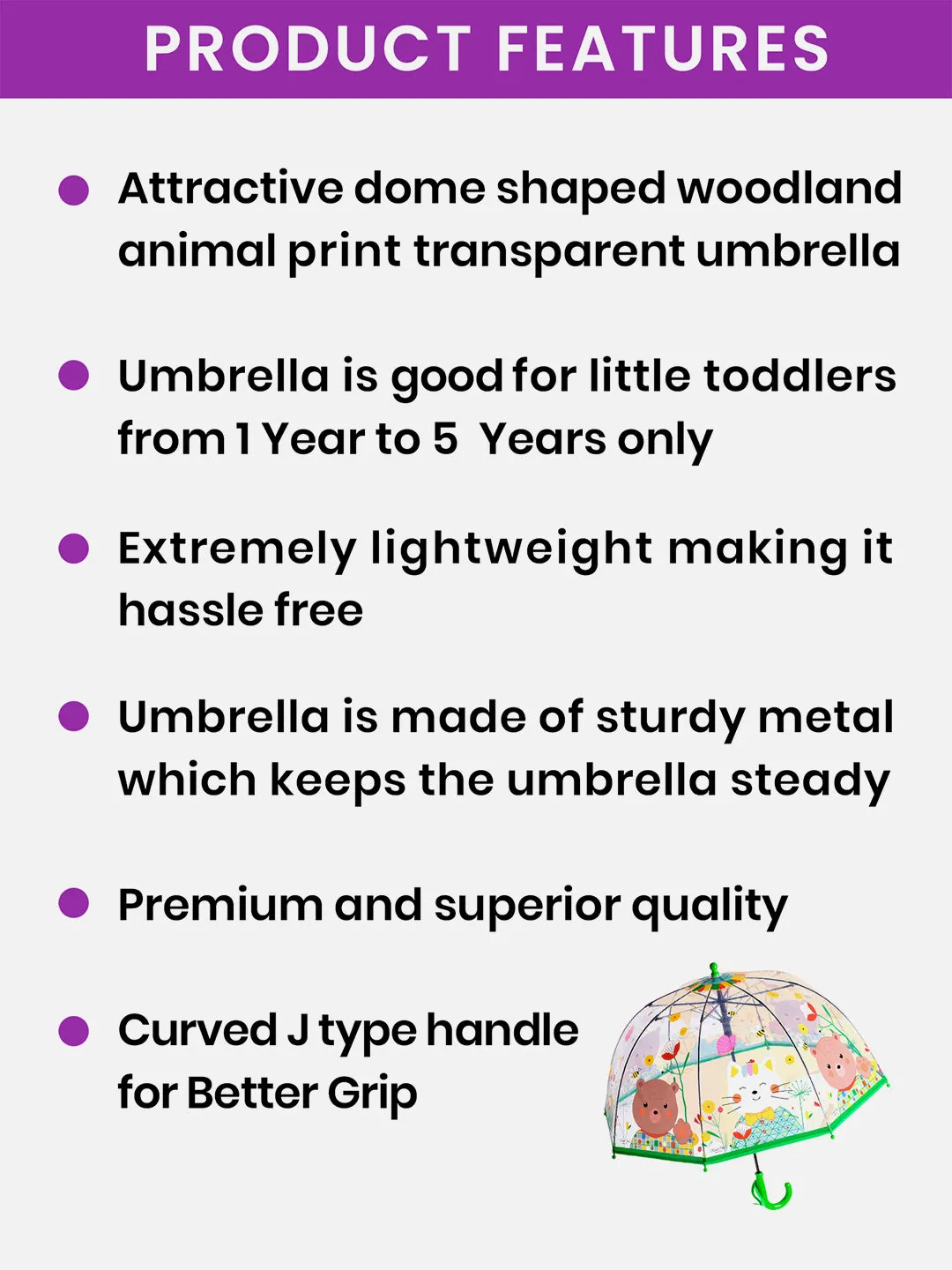 Little Surprise Box Dome Style Transparent Umbrella for Kids