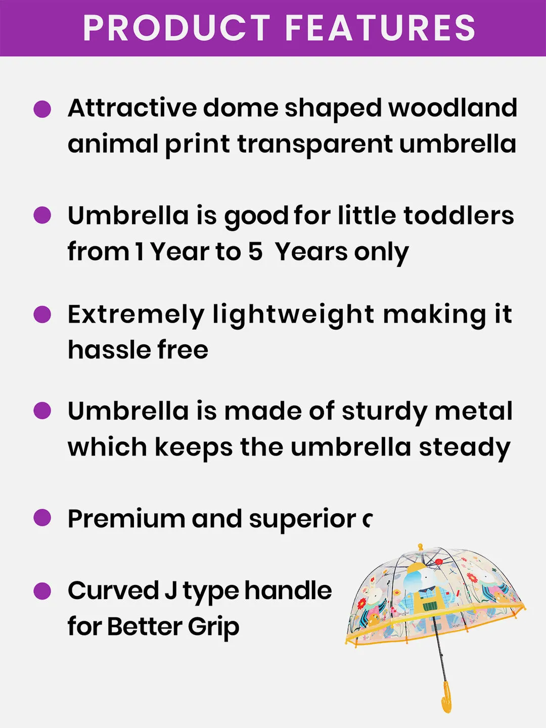 Little Surprise Box Dome Style Transparent Umbrella for Kids