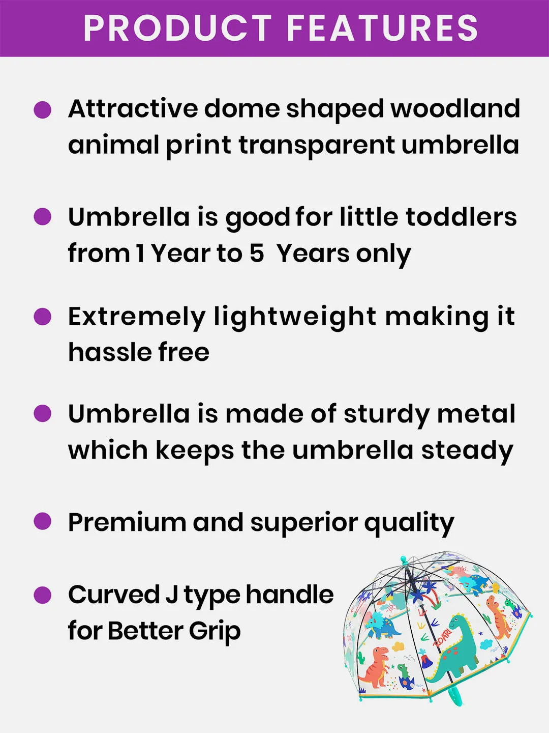 Little Surprise Box Dome Style Transparent Umbrella for Kids