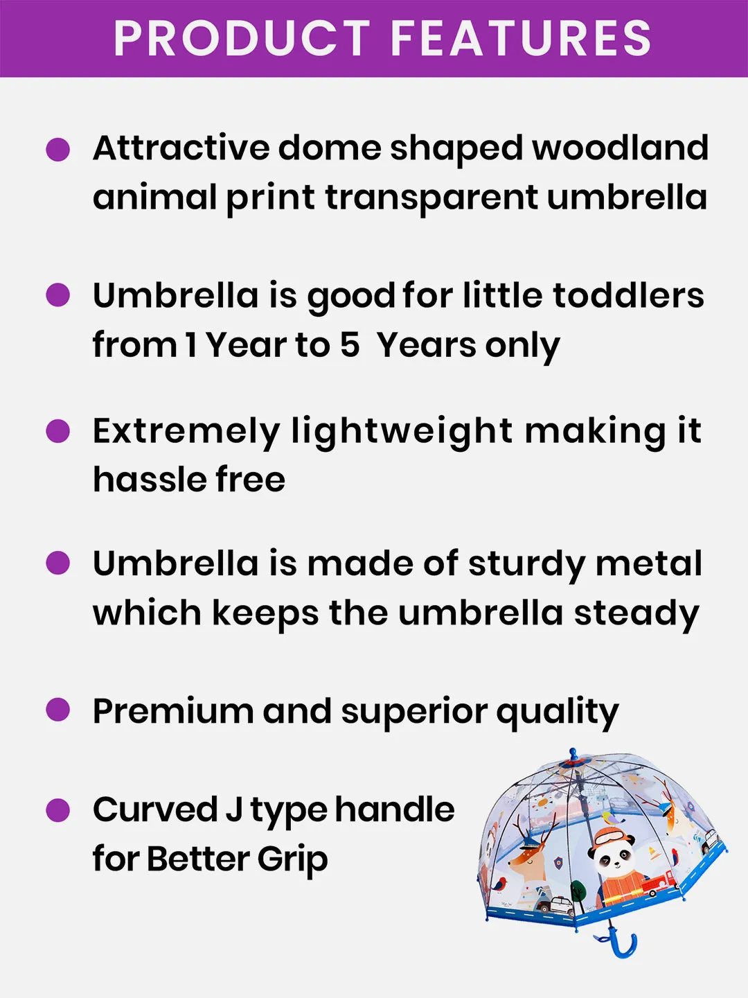 Little Surprise Box Dome Style Transparent Umbrella for Kids