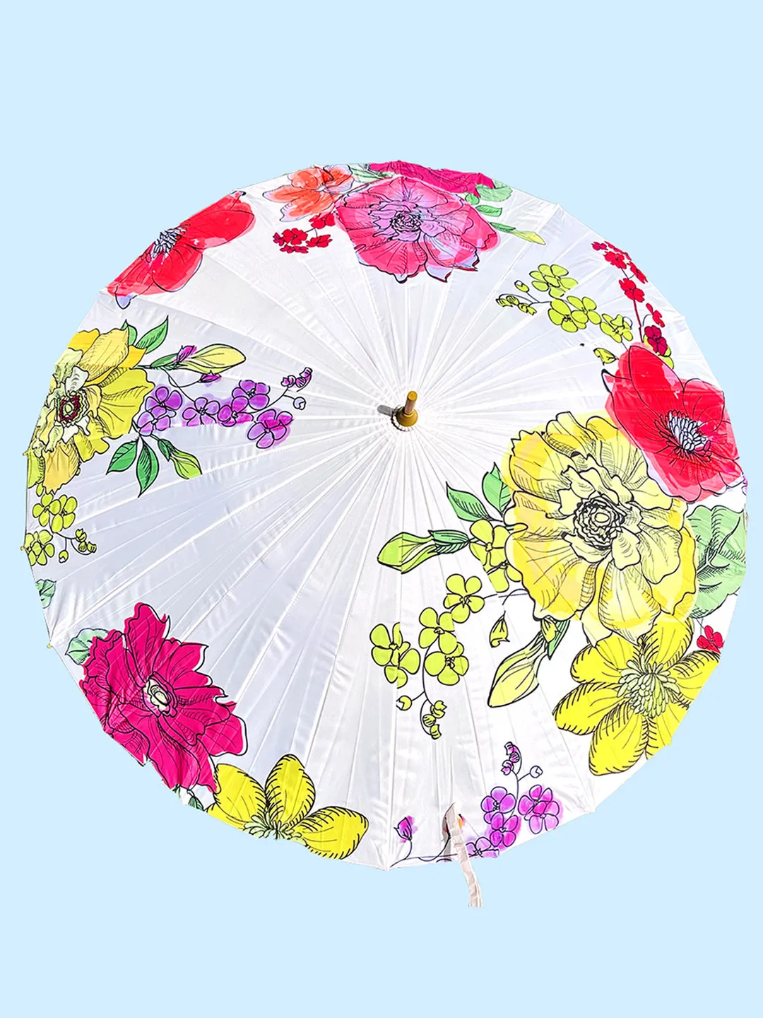 Little Surprise Box Water color Flowers, Chinese Canopy Style Rain and All season Umbrella