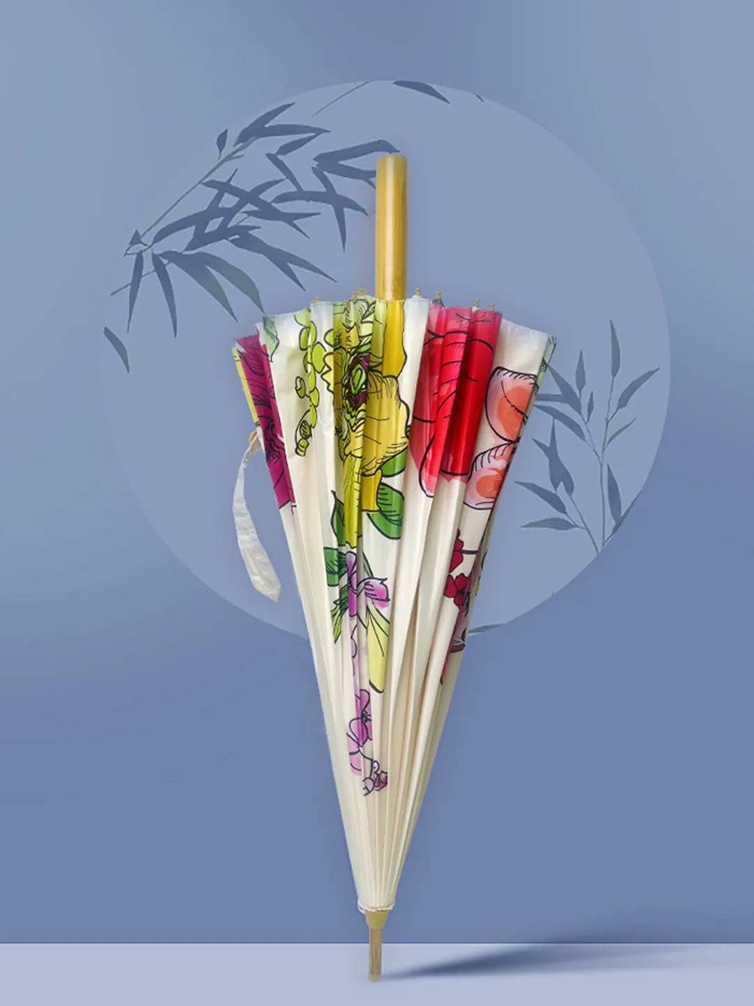 Little Surprise Box Water color Flowers, Chinese Canopy Style Rain and All season Umbrella