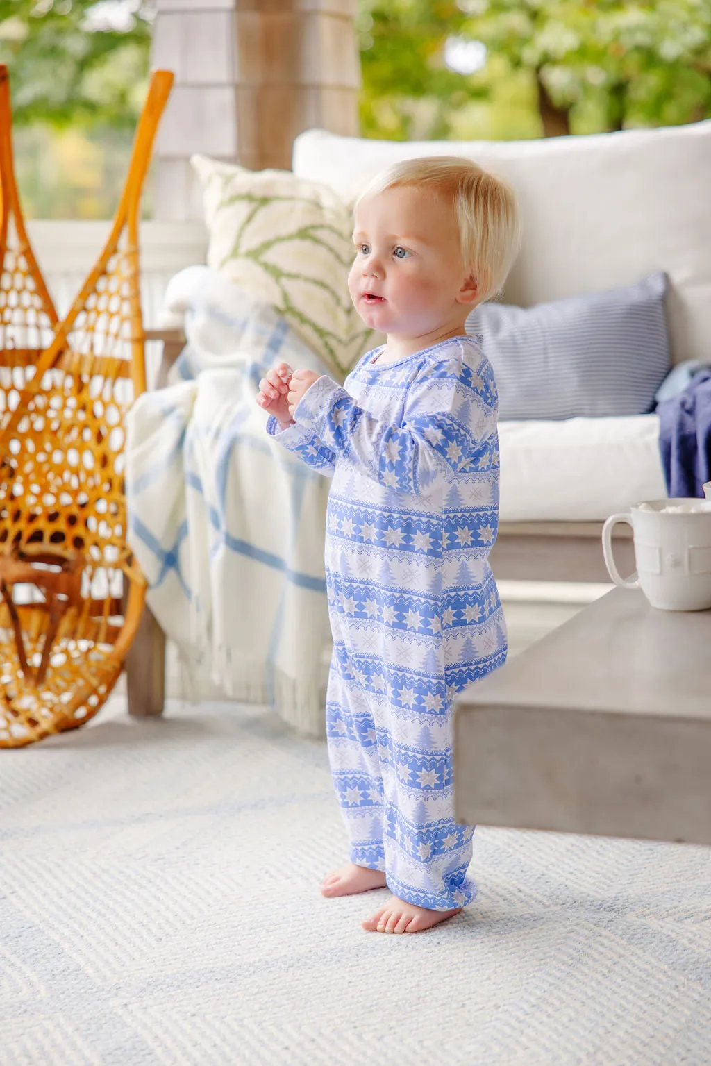 Long Sleeve Patton Play Romper - Fairisle Flurries (Blue)