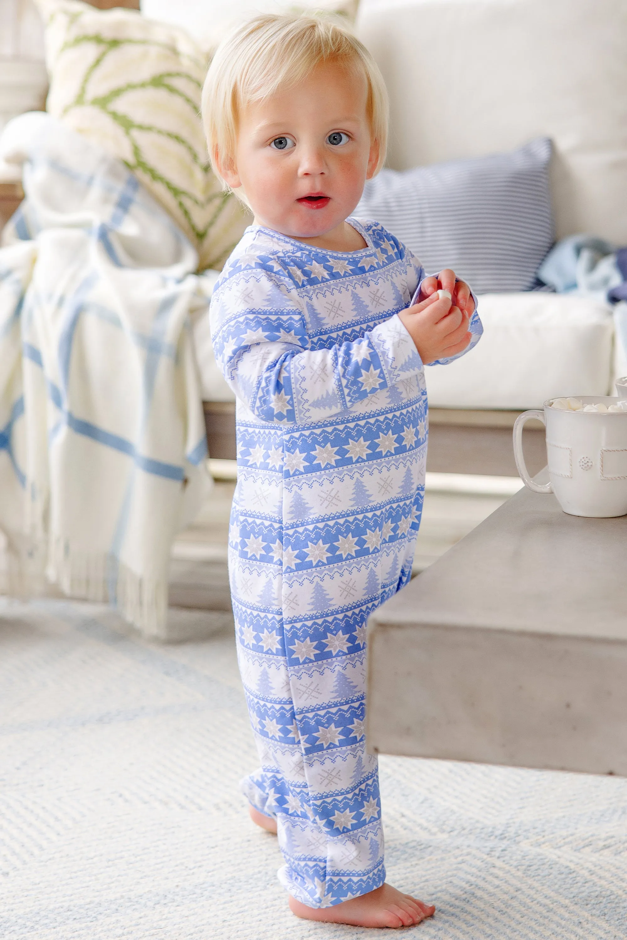 Long Sleeve Patton Play Romper - Fairisle Flurries (Blue)