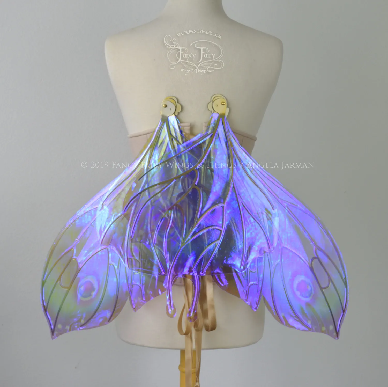 Made To Order Painted Iridescent Convertible Fairy Wings with Candy Coat gold veins