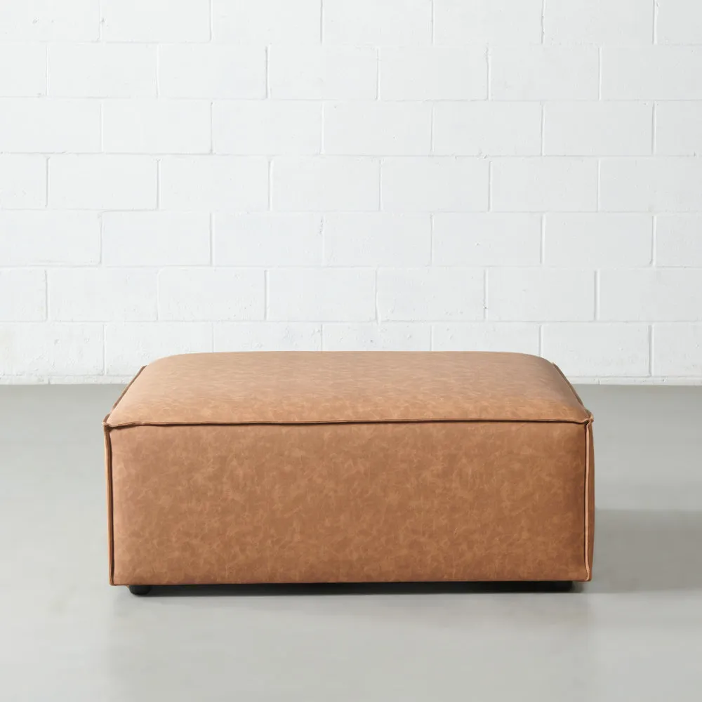 MASON - Brown Vegan Leather Ottoman