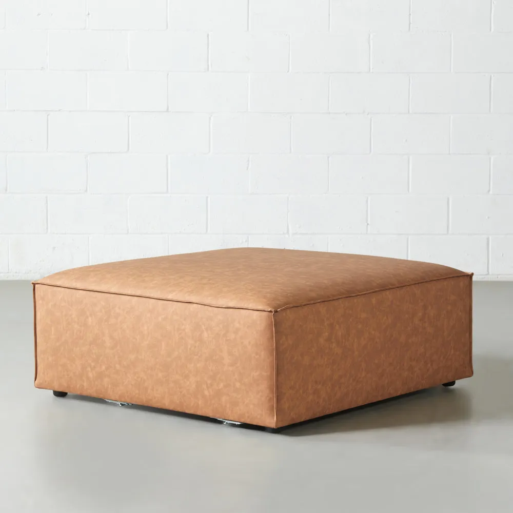 MASON - Brown Vegan Leather Ottoman