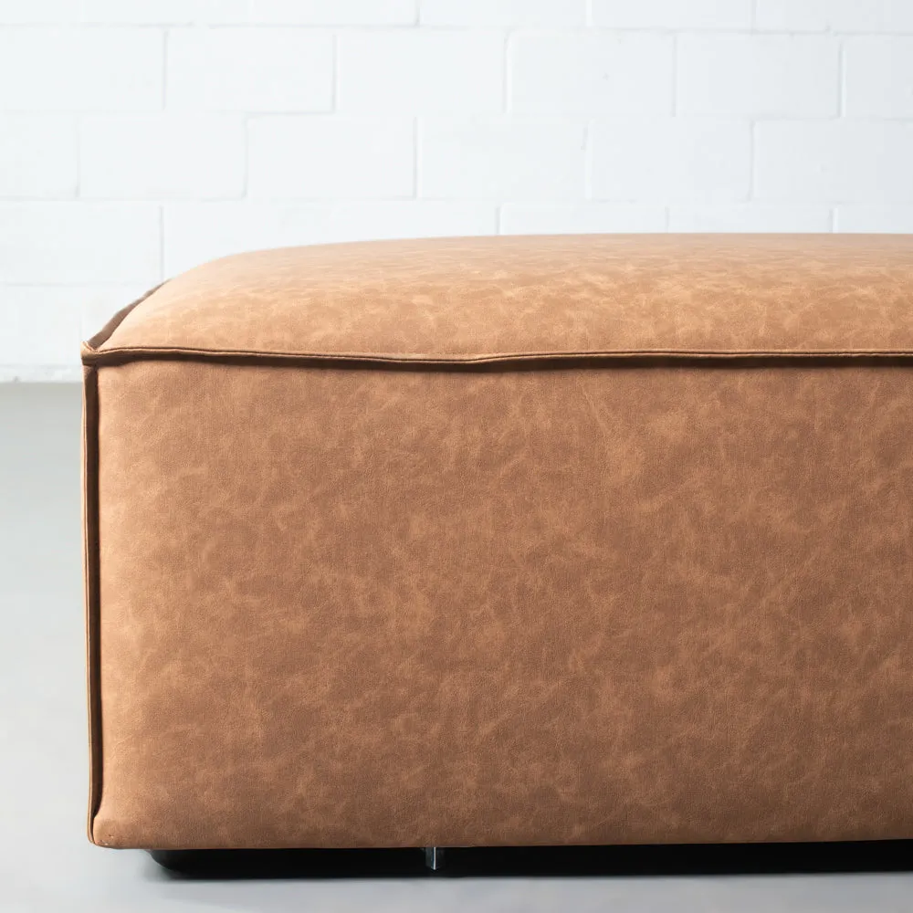 MASON - Brown Vegan Leather Ottoman