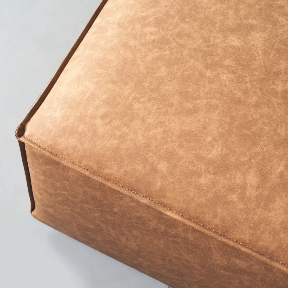 MASON - Brown Vegan Leather Ottoman