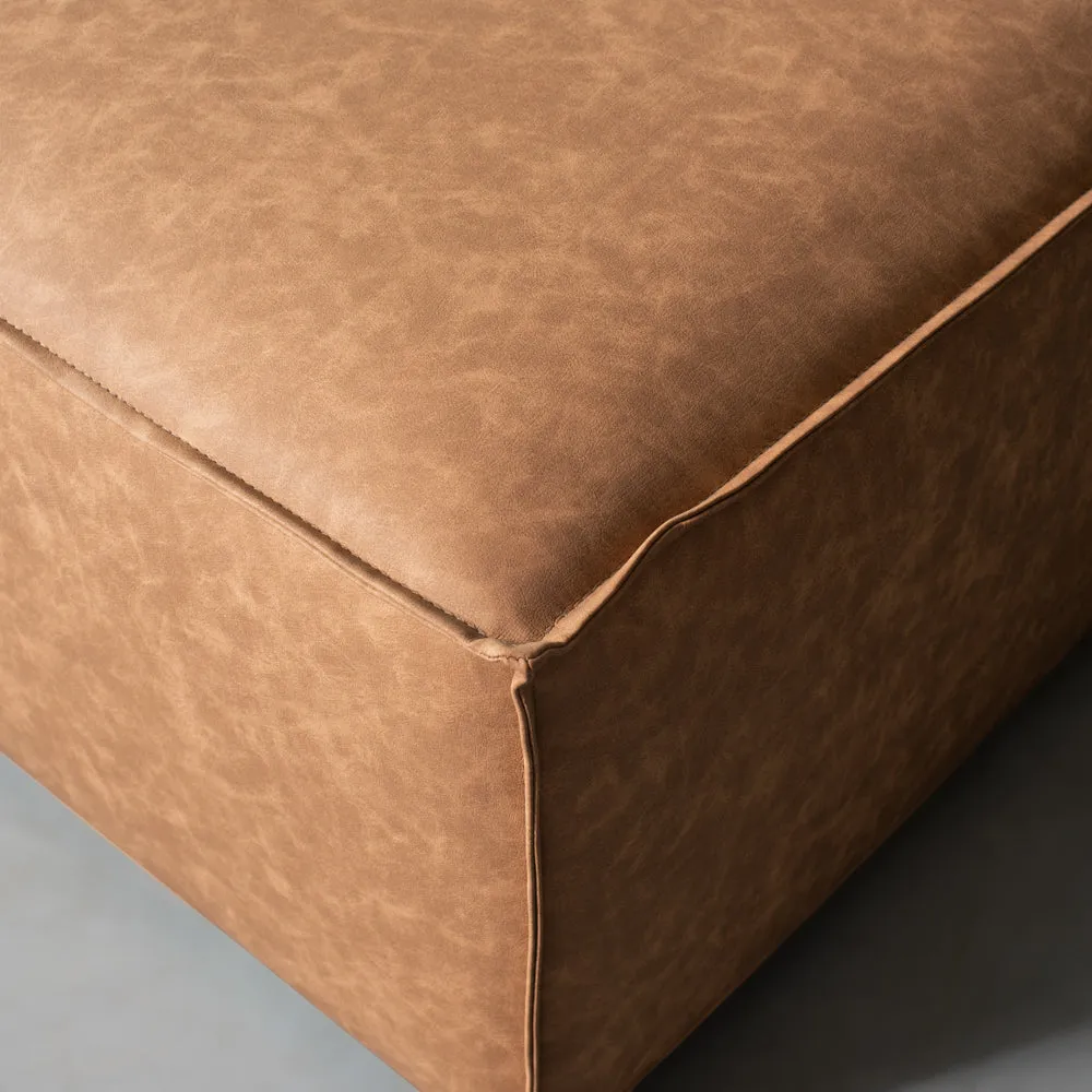 MASON - Brown Vegan Leather Ottoman