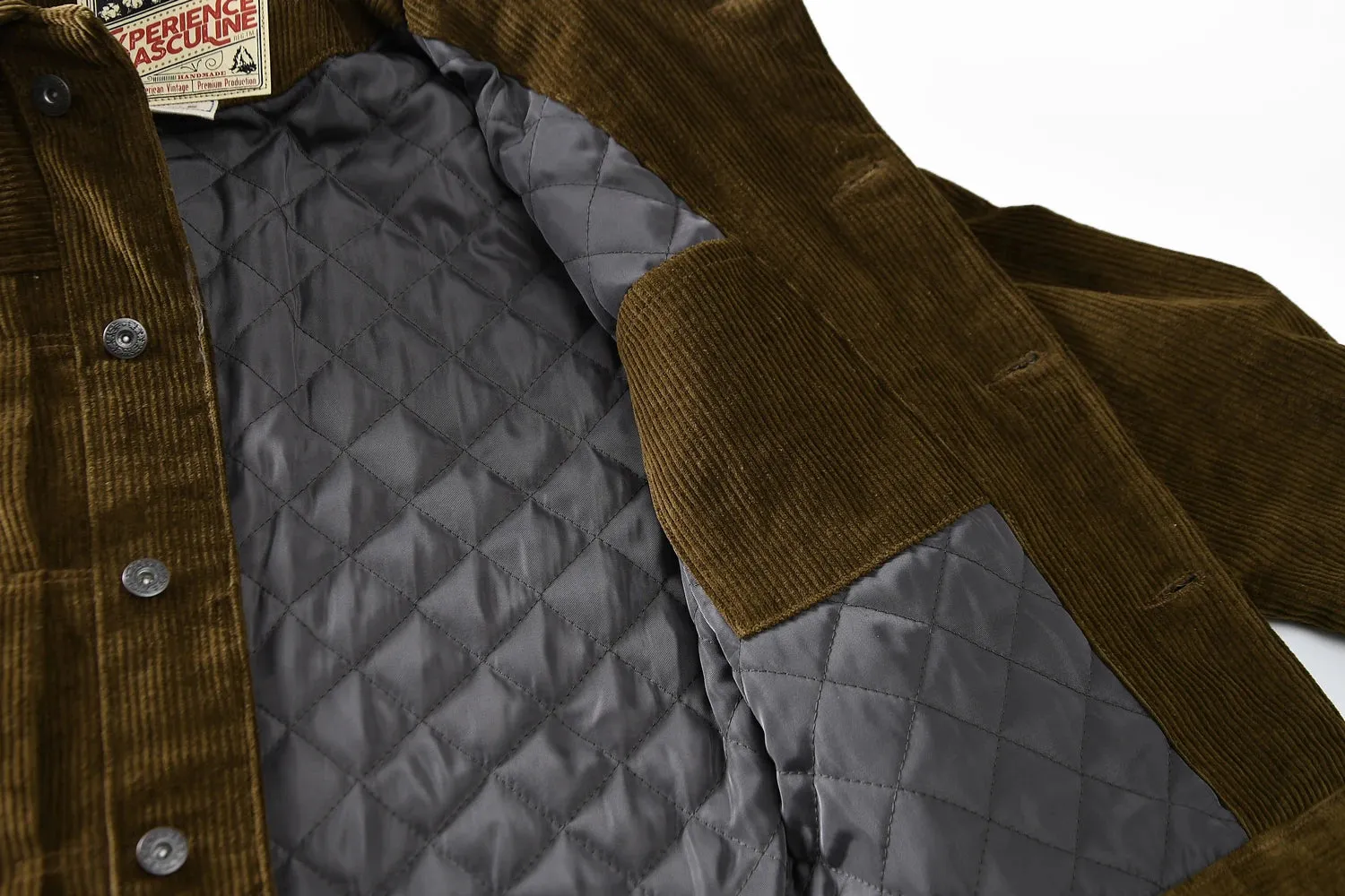 Men's Corduroy Quilted Jacket - Thick Windproof Biker Coat