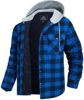 Mens Long Sleeve Quilted Lined Plaid Coat