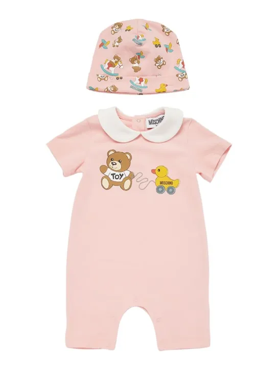 Moschino   Cotton jersey romper &amp; hat 