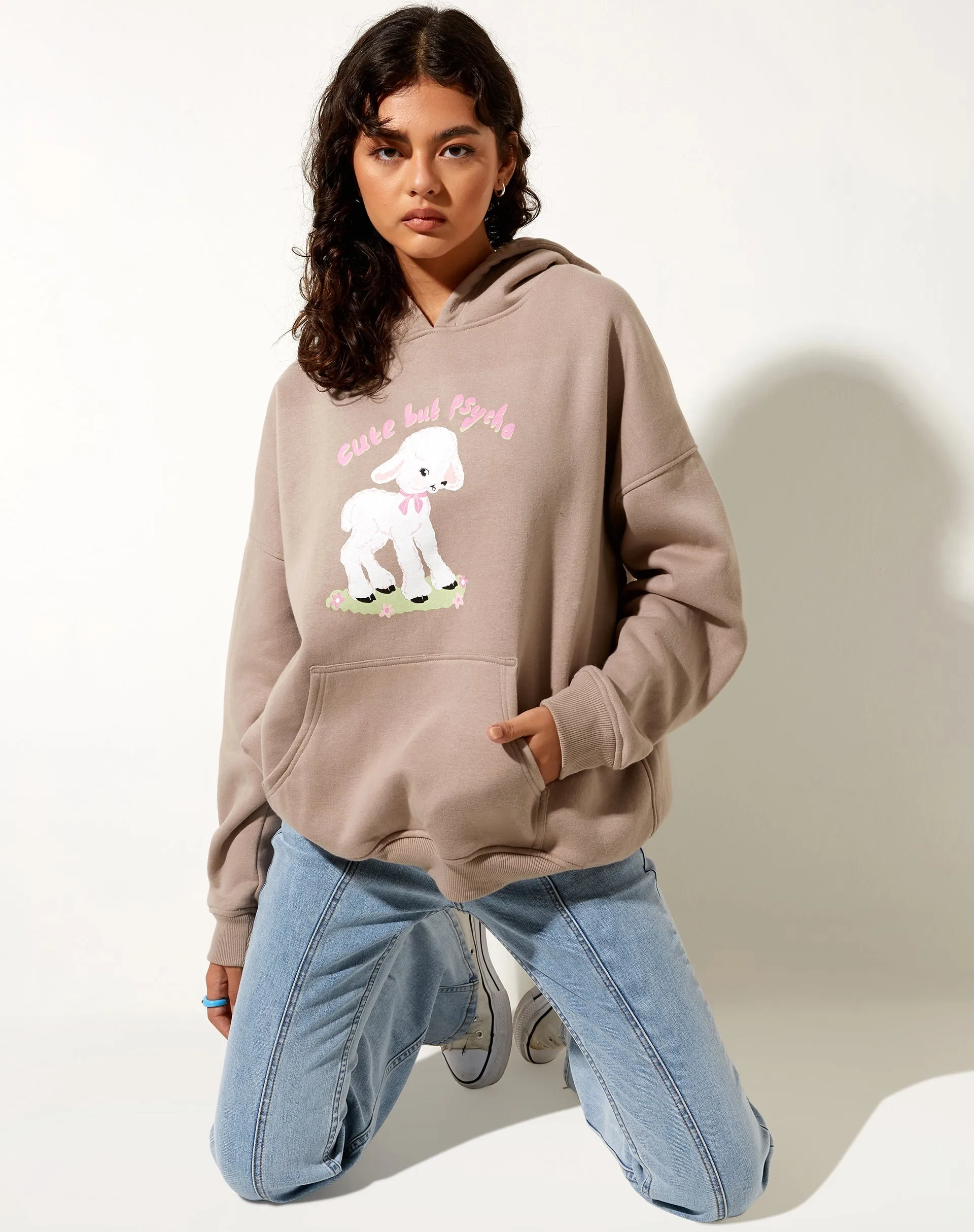 Oversize Hoodie in Mushroom Cute But Psycho