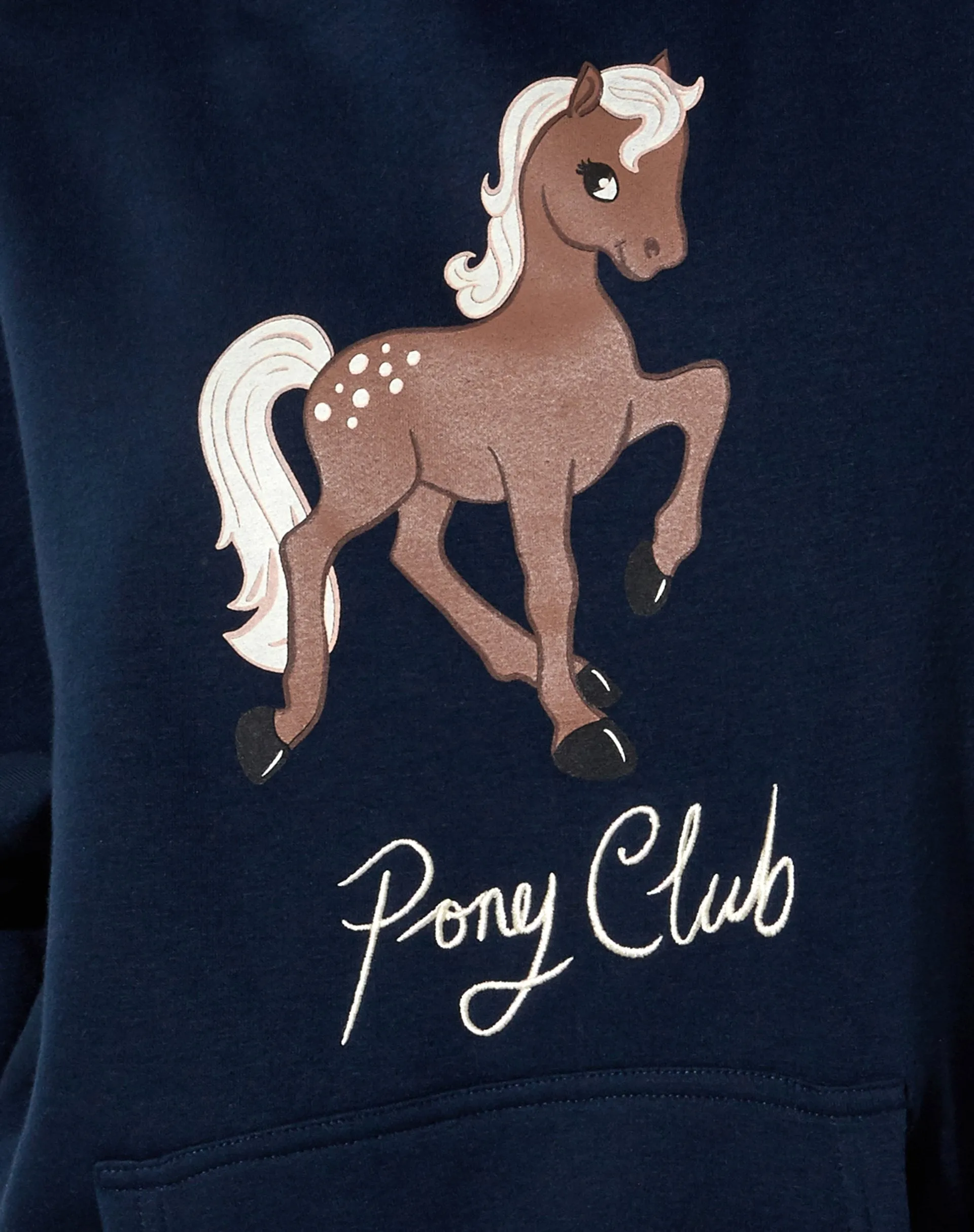 Oversize Hoodie in Navy Pony Club Mix Embro