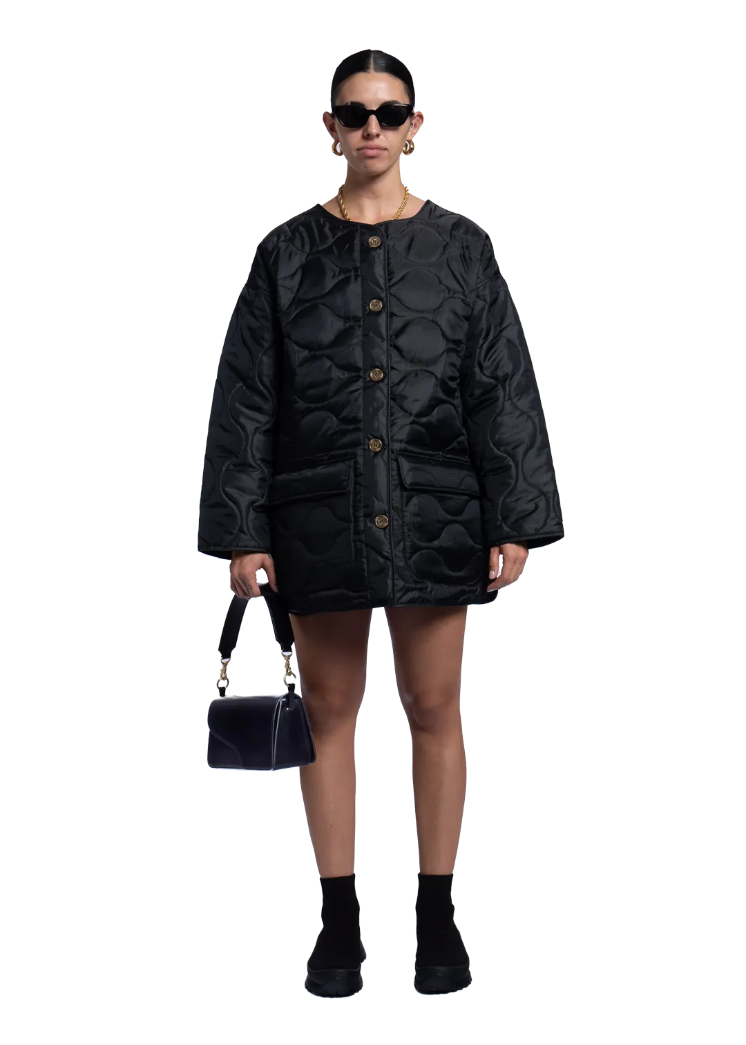 Oversized Quilted Coat Black