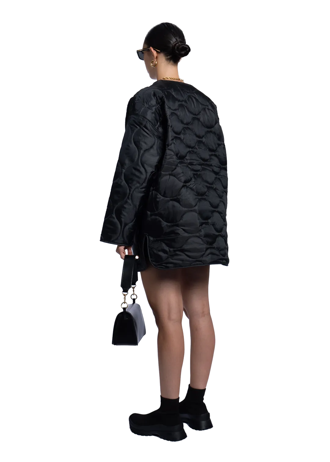 Oversized Quilted Coat Black