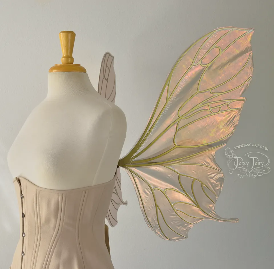 Pansy Iridescent Convertible Fairy Wings in Rose Gold with Candy Gold veins