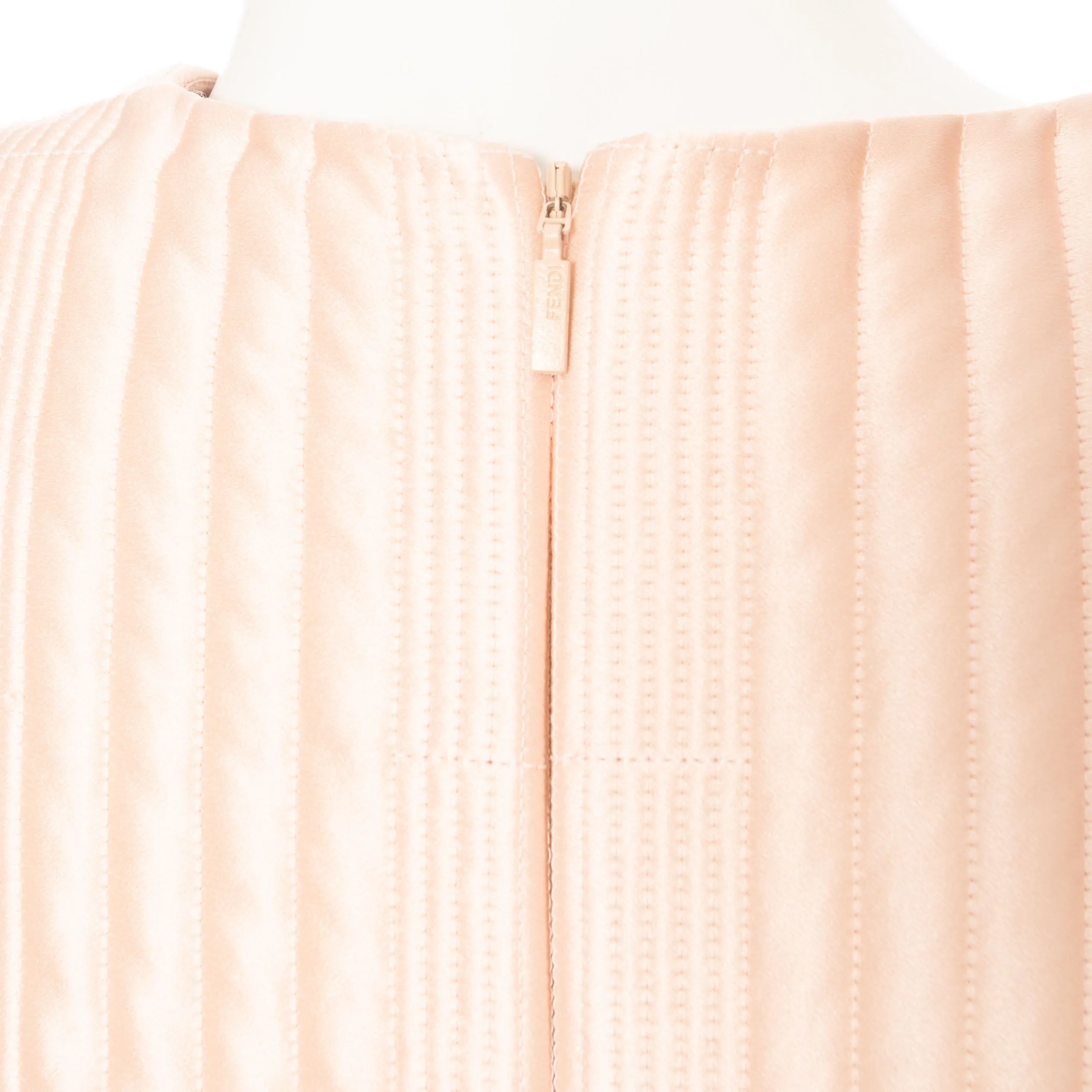 Pink Silk Quilted Peplum Dress