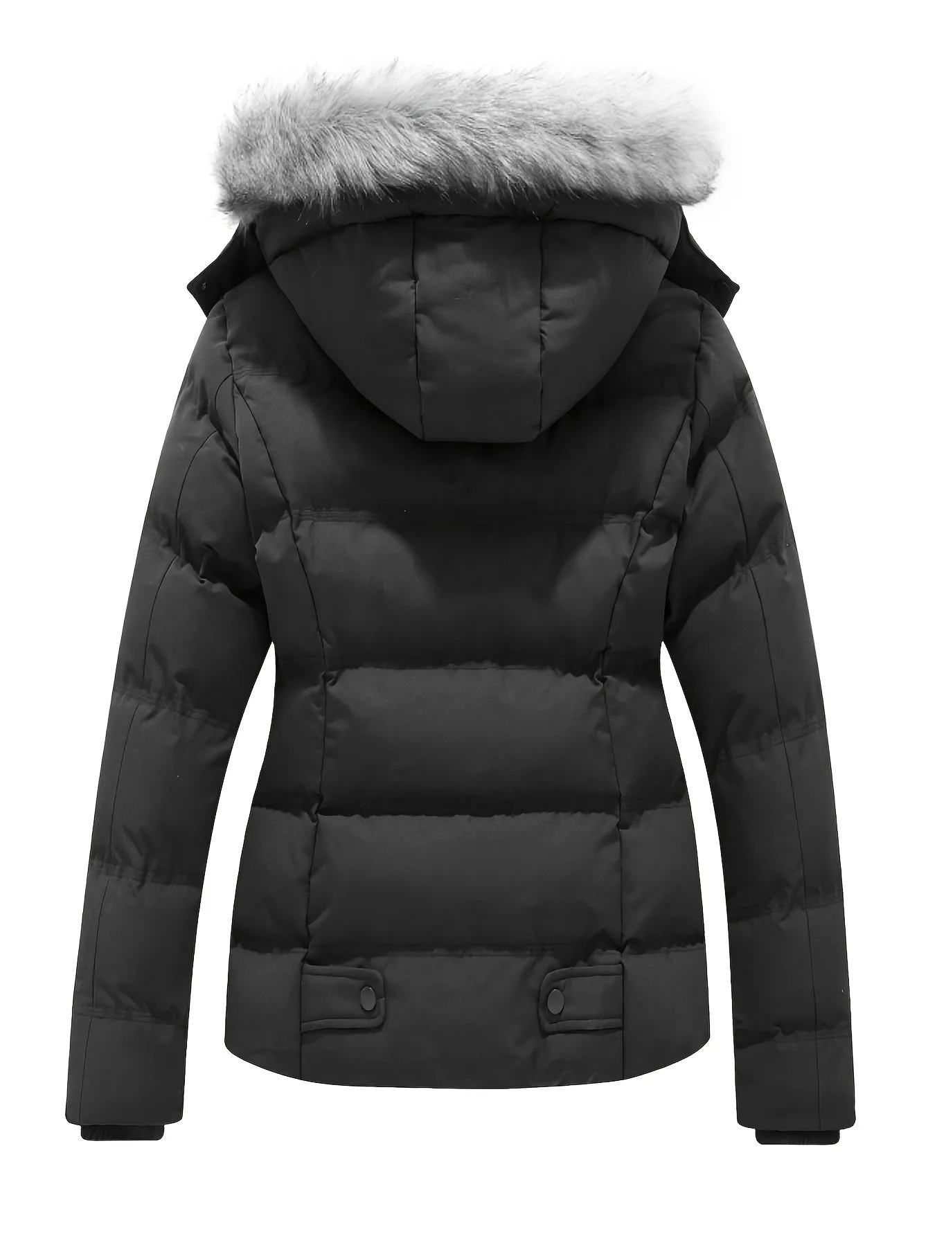 Plush Women's Quilted Hooded Winter Coat - Warm, Thick, and Stylish Jacket for Cold Weather - Water-Resistant and Windproof Design