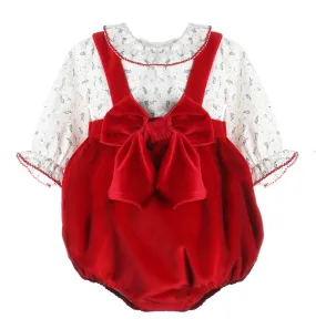 Red Velvet Infant Romper