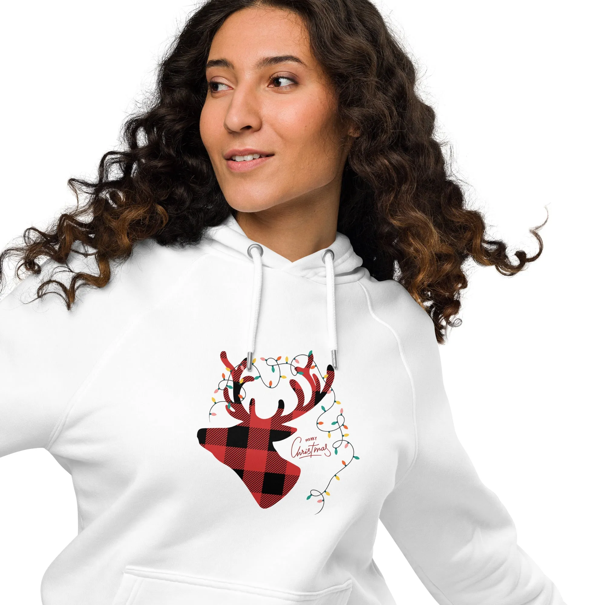 Reindeer Lights Graphics Men Eco Raglan Hoodie